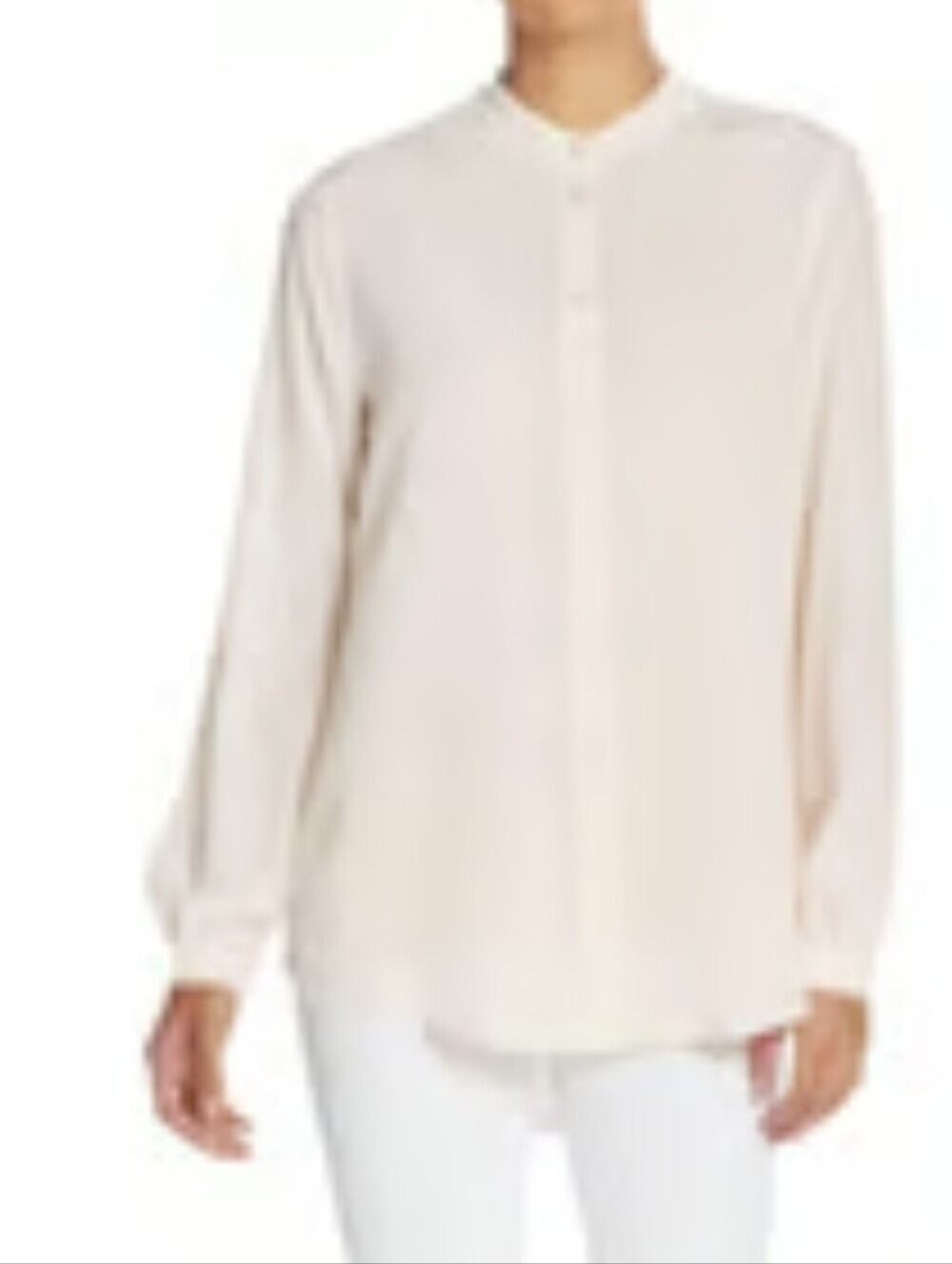 Equipment Women's Cream Silk Long Sleeve Blouse Size L